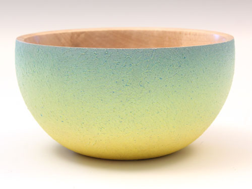 Rippled sycamore textured and coloured bowl by Paul Hannaby Creative Woodturning
