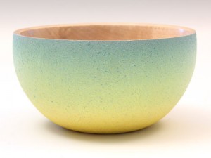 Rippled sycamore textured and coloured bowl by Paul Hannaby Creative Woodturning